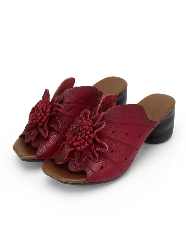 Slippers Pattern Women's Ethnic Style Flower Chunky Slippers