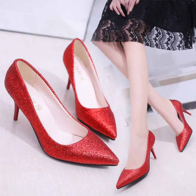 Women's Single Shoes, New Style, High Heels, High Heels, Pure Color Women Shoes, Shallowly Shallowly Worn Women Shoes, Women's Heels Heels Spikes