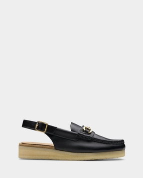 Wallabee Sling Black Leather All-day Walking Shoes