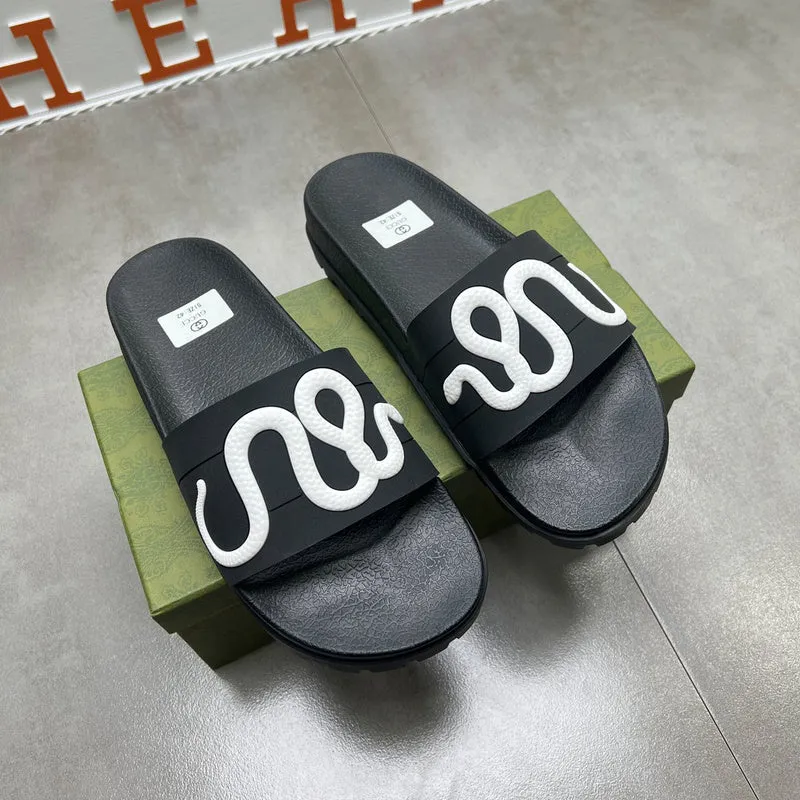 YGS05 Women and Man Leather Slippers 35-45 Shoes with Box Happy Face Slippers
