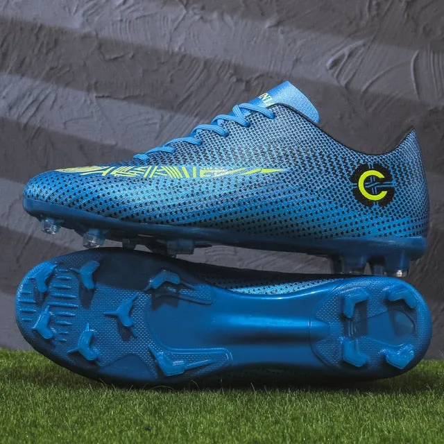 ZHENZU Outdoor Men Boys Soccer Shoes TF/FG Football Boots High Ankle Kids Cleats Training Sport Sneakers Size 35-44